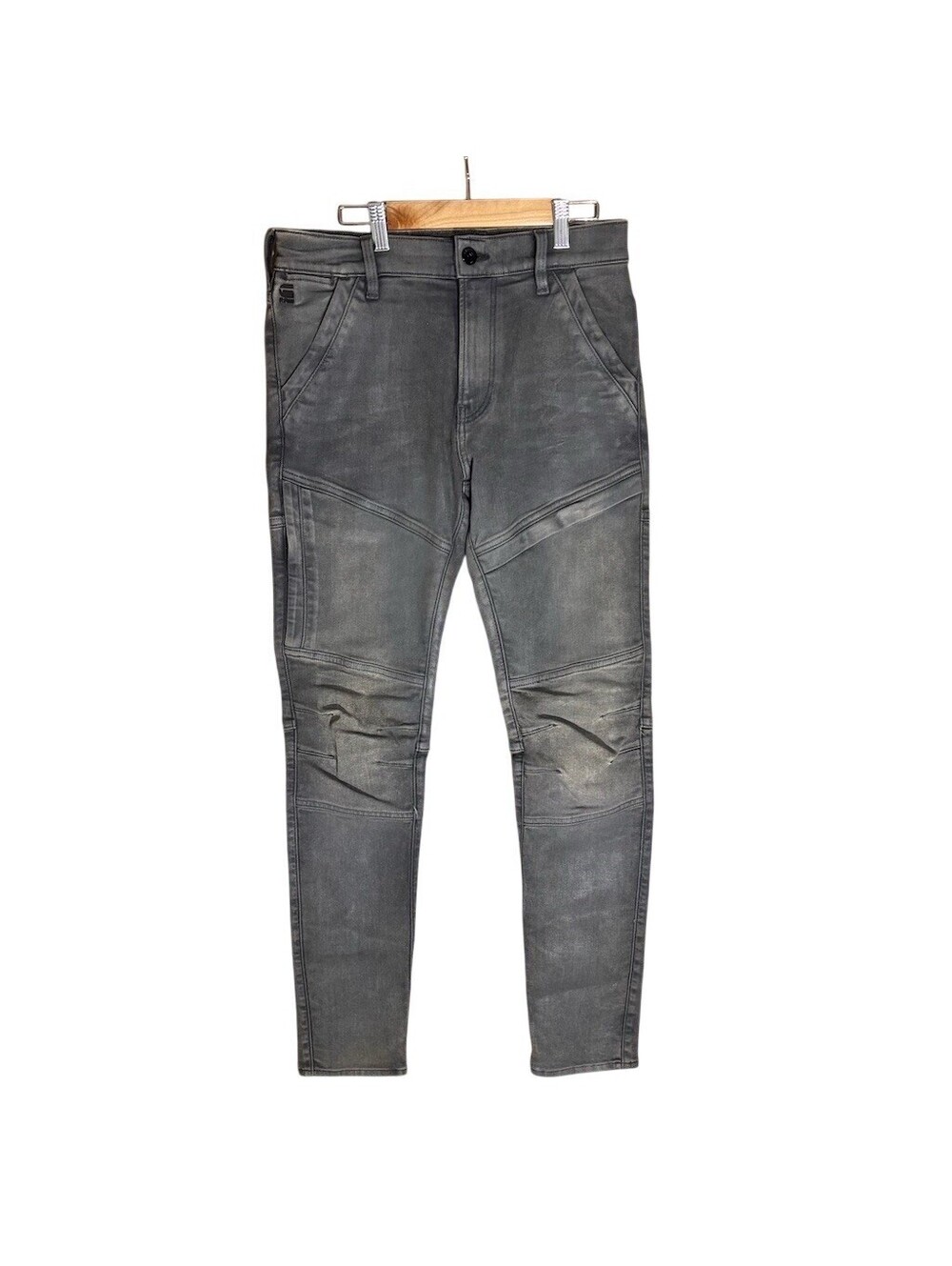 G-Star RAW Rackam 3D Skinny Jeans Mens 30x32 Gray Moto Biker Stretch